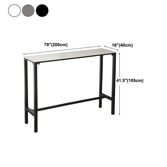 Industrial Stone Indoor Pub Bar Table Iron Trestle Pedestal Bar Dining Table Clearhalo 'Bar Furniture' 'Bar Tables' 'bar_tables' 'furn' 'furn_bar_tables' 'Furniture' 'furniture_bar_tables' 'Kitchen & Dining Furniture' 1200x1200_8cc3d76d-1e51-4693-8cea-9150ceb3c87a