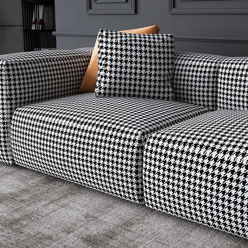 Stof moderne HoundStooth Patroon Sofa Tuxedo Arm Sofa met kussens