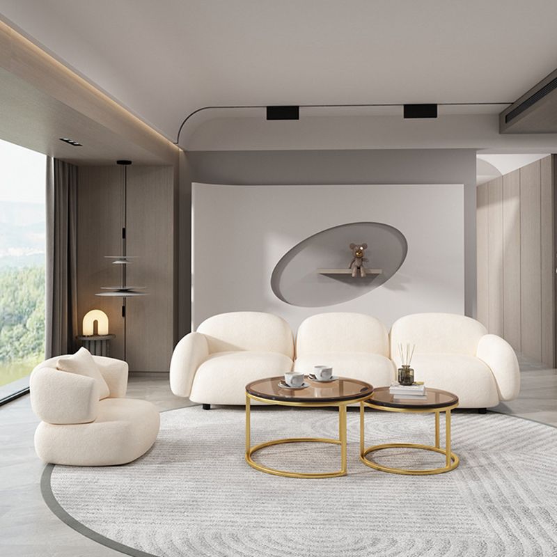 Contemporary Fabric Standard Settee Tight Back Rolled Arm Sofa