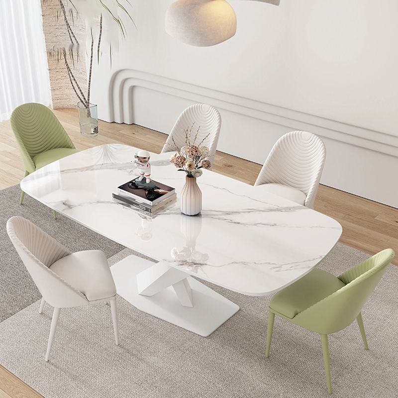 Modern Pedestal Dining Table Rectangle Stone Dining Table for Dining Room Clearhalo 'Dining Tables & Seating' 'Dining Tables' 'dining_table' 'furn' 'furn_dining_table' 'Furniture' 'Kitchen & Dining Furniture' 1200x1200_8cc93560-9795-4931-ba63-57aa8e7aded2