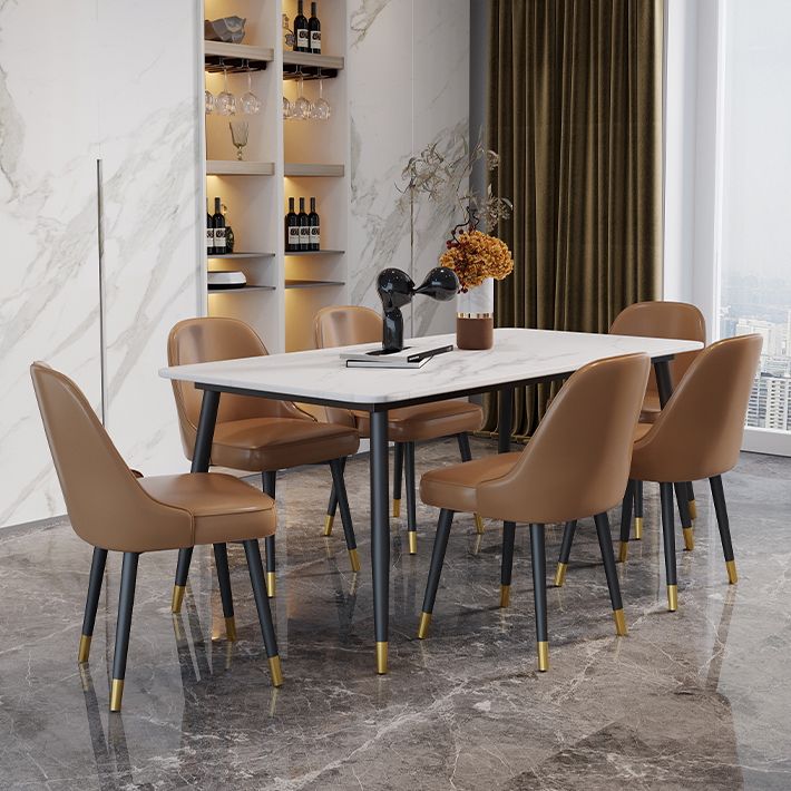 Industrial Kitchen Dinner Table Rectangle Stone 4 Legs Dining Table Clearhalo 'Dining Tables & Seating' 'Dining Tables' 'dining_table' 'furn' 'furn_dining_table' 'Furniture' 'Kitchen & Dining Furniture' 1200x1200_8cc99cae-23be-49f5-ba50-dfcf7649fb49