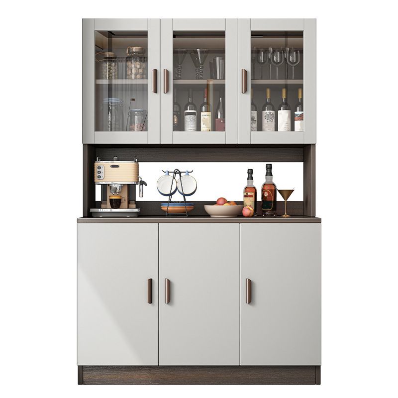 Modern Engineered Wood Dining Server Antique Finish Sideboard with Glass Door Clearhalo 'buffet_sideboard' 'Buffets & Sideboards' 'furn' 'furn_buffet_sideboard' 'Furniture' 'Kitchen & Dining Furniture' 1200x1200_8cc9a391-7411-4afc-ba6f-8cb2e5055165