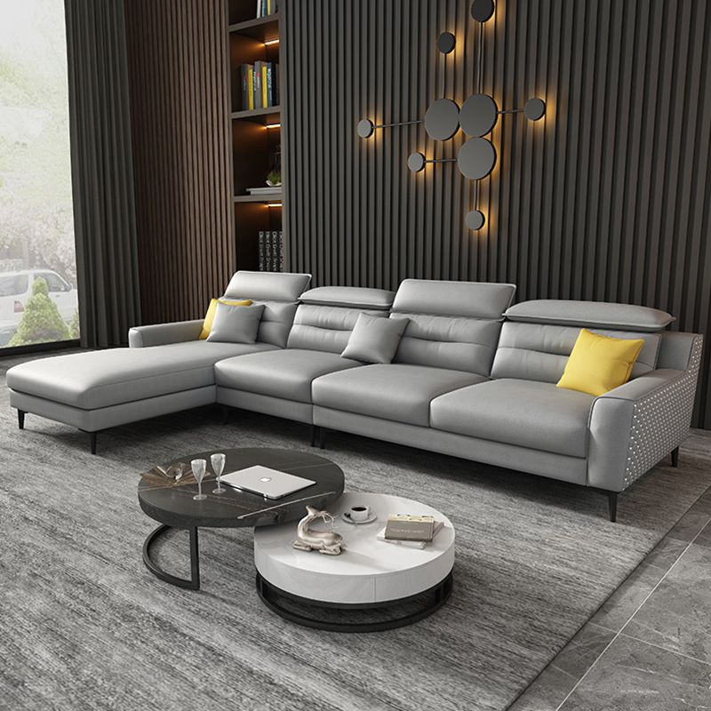 Oreiller sectionnel de bras carré gris dos moderne sectionnelle de 4 places