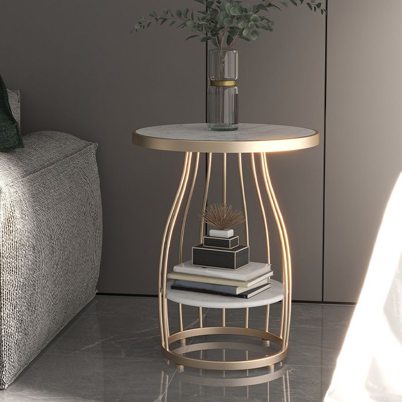 Marble Top End Table Metal Frame Sofa Side End Table with Shelf for Living Room Clearhalo 'Coffee & Accent Tables' 'End & Side Tables' 'end_side_tables' 'furn' 'furn_end_side_tables' 'Furniture' 'Living Room Furniture' 1200x1200_8ccf03ea-66b1-4184-9dbf-dfca238a10fd