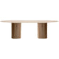 Natural Double Pedestal Dining Table Modern Oval Wood Home Dinner Room Kitchen Table