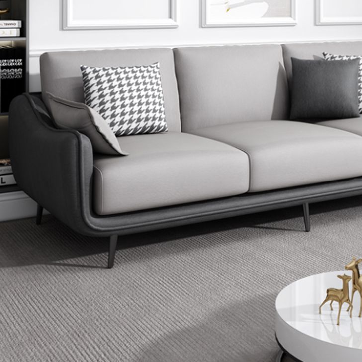 Scandinavian Sofa Faux Leather Gray Pillows Living Room Standard Seating
