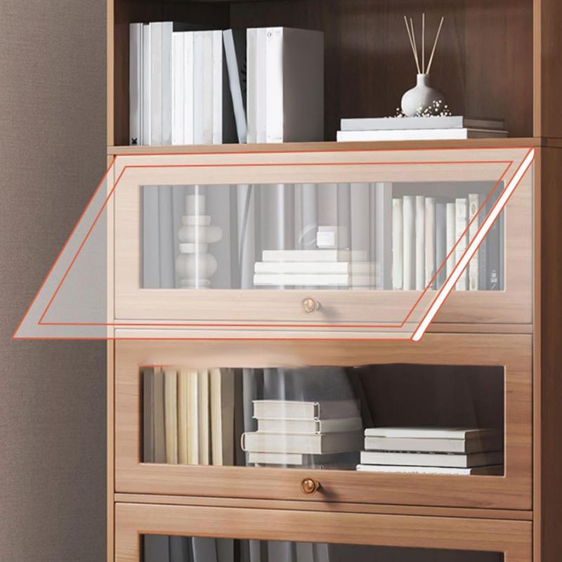 Contemporary Barrister Brown Bookshelf Engineered Wood Closed Back Shelf with Door Clearhalo 'Bookcases' 'furn' 'furn_bookcases' 'Furniture' 'furniture_bookcases' 'kitchen' 'kitchen_bookcases' 'Living Room Furniture' 'Office Furniture' 1200x1200_8cd5820b-bbd4-4146-a879-d60f9727865a
