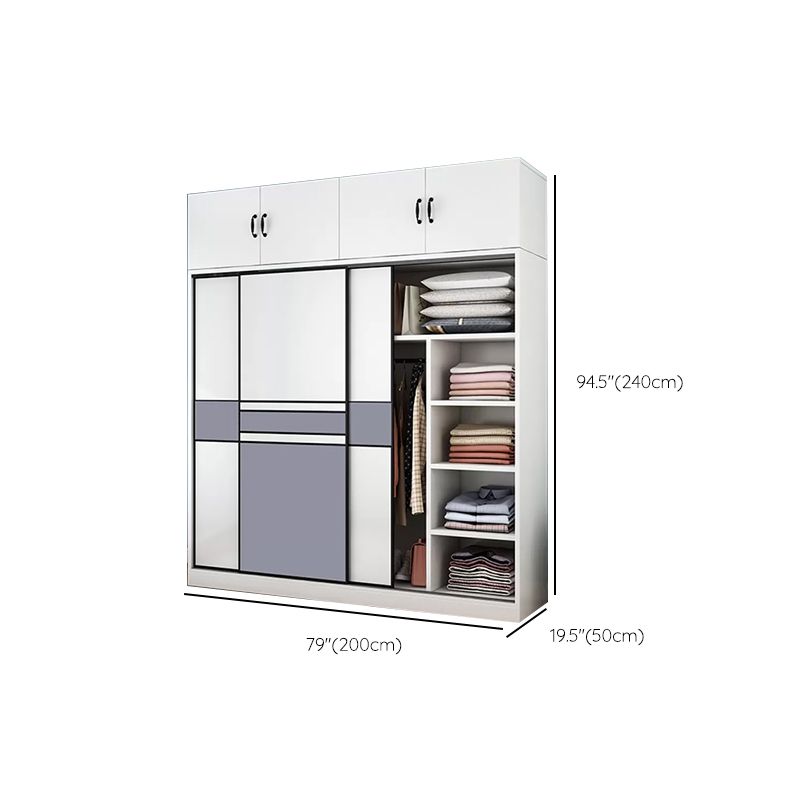 Freestanding Wood Frame Wardrobe Armoire Sliding Soft Close Doors Wardrobe Clearhalo 'Armoires & Wardrobes' 'armoires_wardrobes' 'Bedroom Furniture' 'furn' 'furn_armoires_wardrobes' 'Furniture' 1200x1200_8cd6984b-65ec-48a7-a5d3-b318e96259dc