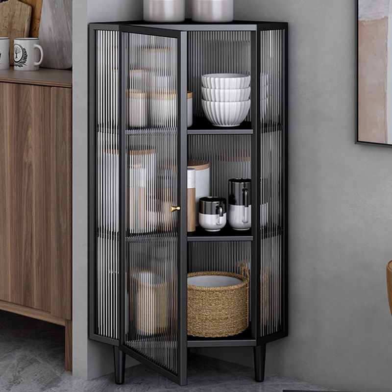 Contemporary Storage Sideboard Metal Dining Sideboard with Glass Door Clearhalo 'buffet_sideboard' 'Buffets & Sideboards' 'furn' 'furn_buffet_sideboard' 'Furniture' 'Kitchen & Dining Furniture' 1200x1200_8cd752bf-4e77-4f4a-92d1-e105c583c8d1