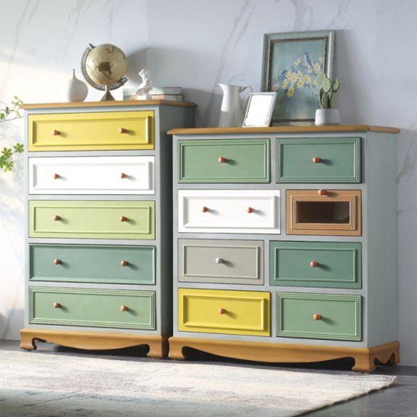 Cómoda vertical náutica para lencería, cómoda de almacenamiento de madera para dormitorio