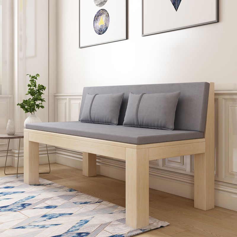 Modern 2/3-seater Settee Fabric Armless Settee with Wood Accents