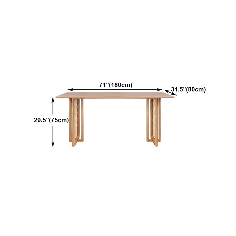 Modern Oak Table for Restaurant Rectangle Dining Table with Double Pedestal Clearhalo 'Dining Tables & Seating' 'Dining Tables' 'dining_table' 'furn' 'furn_dining_table' 'Furniture' 'furniture_dining_table' 'Kitchen & Dining Furniture' 'kitchen' 'kitchen_dining_table' 1200x1200_8cda7d5e-8b2b-4fe0-840c-ba9e5c732574