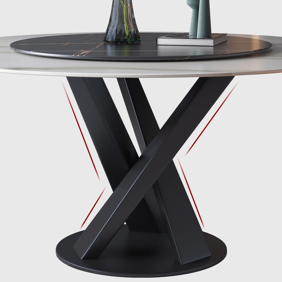 Contemporary Sintered Stone Round Dining Table Kitchen Standard Dining Table with Pedestal Base Clearhalo ' dining_table' 'Dining Tables & Seating' 'Dining Tables' 'furn' 'furn_dining_table' 'Furniture' 'furniture_dining_table' 'Kitchen & Dining Furniture' 'kitchen&dining_furn' 'kitchen' 'kitchen_dining_table' 1200x1200_8cdb7575-3b34-4884-851f-8d89a40f6ec5