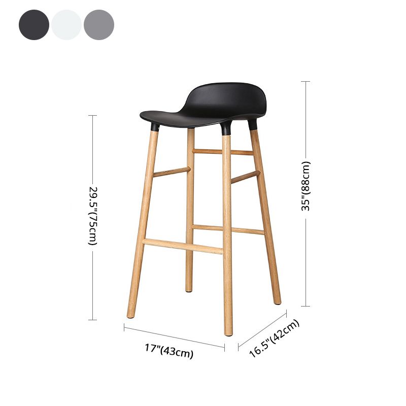Modern Counter Bar Stool Armless Plastic Indoor Bar Stool with Footrest and Wood Base Clearhalo 'Bar Furniture' 'Bar Stools' 'bar_stools' 'furn' 'furn_bar_stools' 'furniture_bar_stools' 'Kitchen & Dining Furniture' 'kitchen&dining_furn' 'kitchen' 'kitchen_furn' Furniture' 1200x1200_8cdca26b-65f0-45e6-b243-9f903bd744d2