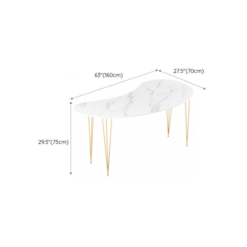 Glam White Curbe Writing Desk Home bureau avec des jambes en métal