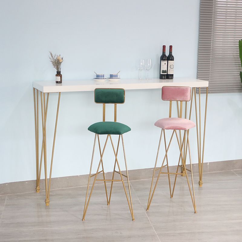White Wood Top Counter Table Gold 4 Legs Industrial Bar Table for Dining Room Clearhalo 'Bar Furniture' 'Bar Tables' 'bar_tables' 'furn' 'furn_bar_tables' 'Furniture' 'furniture_bar_tables' 'Kitchen & Dining Furniture' 1200x1200_8ce09997-dd8d-41fe-9e79-118f7aa2b8aa