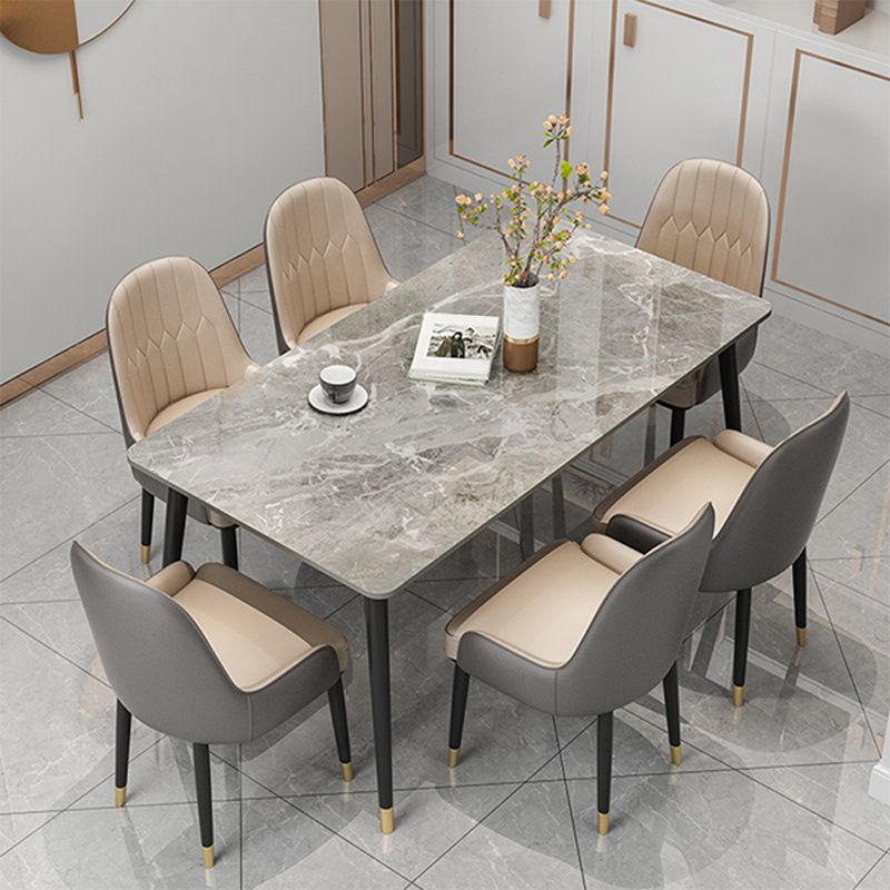 Slate and Metal Table Glam Style Rectangular Dining Table for Home Dining Room Clearhalo 'Dining Tables & Seating' 'Dining Tables' 'dining_table' 'furn' 'furn_dining_table' 'Furniture' 'Kitchen & Dining Furniture' 1200x1200_8ce131bd-1a2d-4246-86a3-c447d807f949