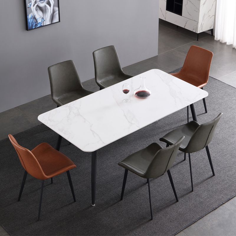 Industrial Sintered Stone Dining Table 4 Legs Base Rectangle Table for Home Clearhalo ' dining_table' 'Dining Tables & Seating' 'Dining Tables' 'furn' 'furn_dining_table' 'Furniture' 'furniture_dining_table' 'Kitchen & Dining Furniture' 'kitchen&dining_furn' 'kitchen' 'kitchen_dining_table' 1200x1200_8ce16bdd-3b5b-4dc0-8c29-d8831870bea1