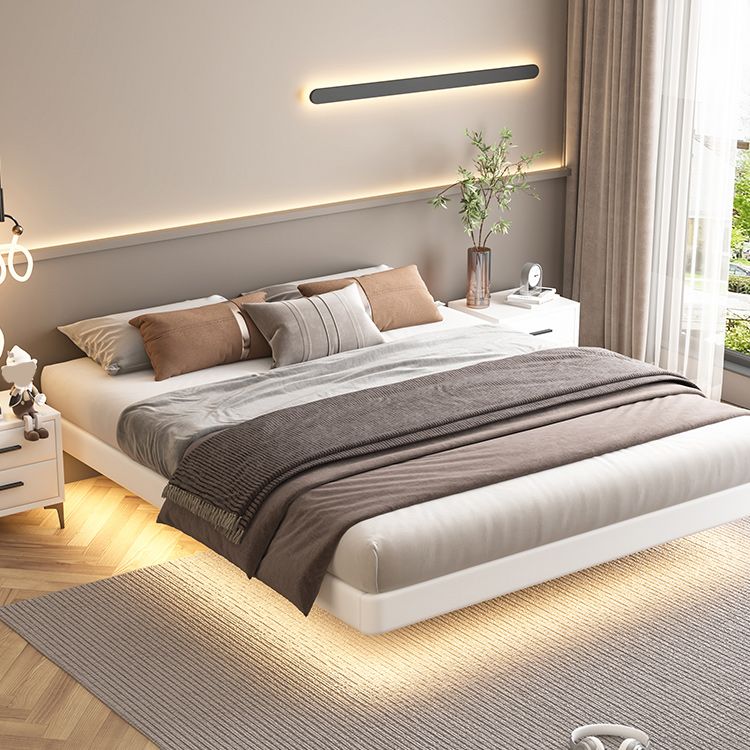 Piattaforma contemporanea legno legno e piattaforma imbottita con gambe metalliche