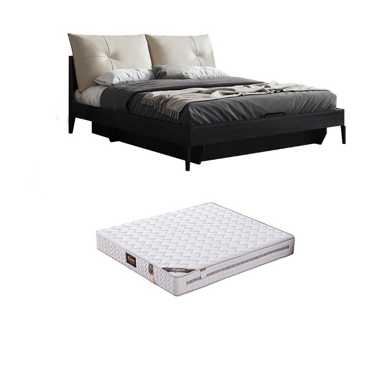 Gestoffeerd hoofdeinde standaard bed in het midden van de eeuw modern paneelbed donkergrijs