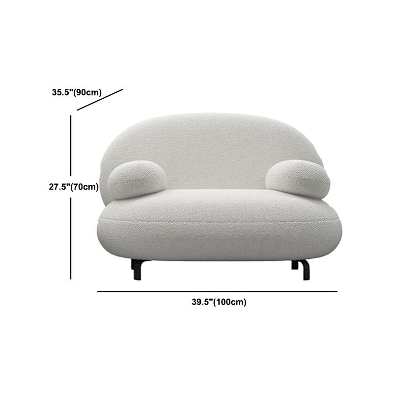 Contemporary 27.5" H White Wool Pillow Top Arm Sofa For Living Room