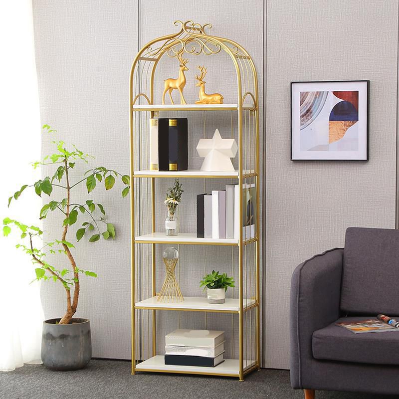 Estantería de estantería moderna de oro Etagere Metal Open Bookcase para sala de estar