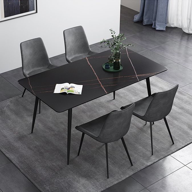 Rectangle Shape Industrial Style Dining Table Sintered Stone Fixed Table for Restaurant Clearhalo ' dining_table' 'Dining Tables & Seating' 'Dining Tables' 'furn' 'furn_dining_table' 'Furniture' 'furniture_dining_table' 'Kitchen & Dining Furniture' 'kitchen&dining_furn' 'kitchen' 'kitchen_dining_table' 1200x1200_8ce9ac51-2433-4e85-a791-20e79ad703fd
