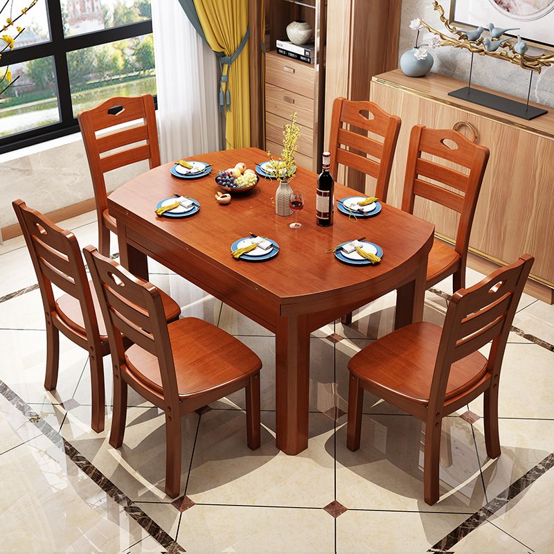 Tavolo da pranzo scalabile tradizionale in legno con base in gomma per sala da pranzo