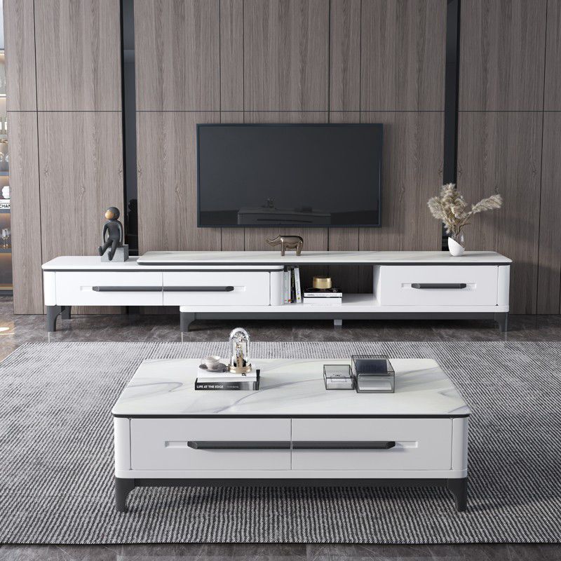 Slate Rectangular Coffee Table with 4 Storage Drawers and 4 Legs Clearhalo 'Coffee & Accent Tables' 'Coffee Tables' 'coffee_tables' 'furn' 'furn_coffee_tables' 'Furniture' 'Living Room Furniture' 1200x1200_8cec45b6-0fdd-4de8-ba81-fa26f505bb7b