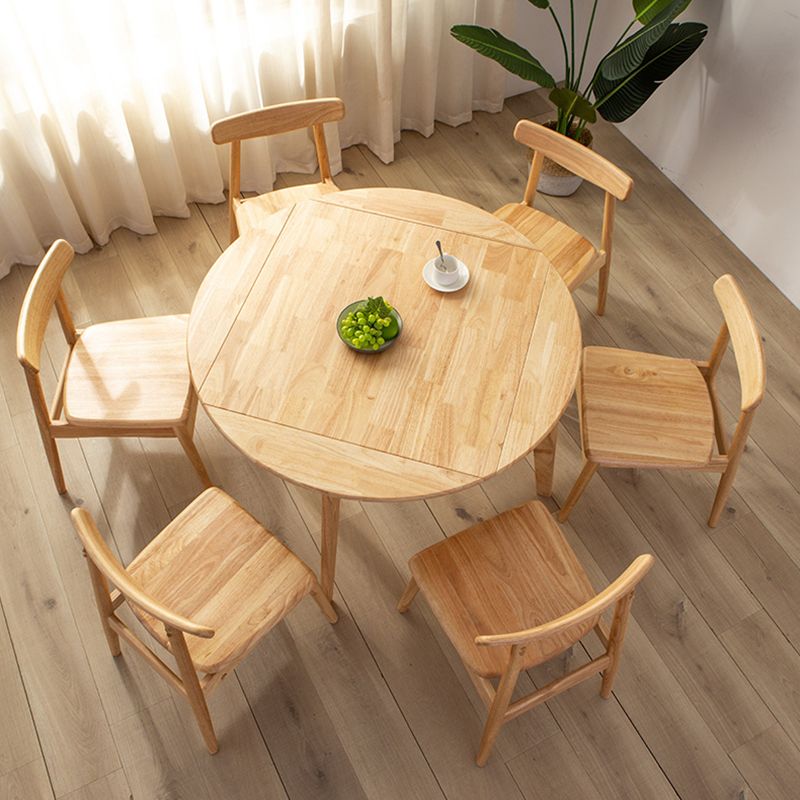 Modern Wood Adjustable Kitchen Dining Set 4 Leg Base Table with Folding Leaf Clearhalo 'Dining Room Sets' 'Dining Tables & Seating' 'dining_room_set' 'Furniture' 'furniture_dining_room_set' 'Kitchen & Dining Furniture' 'kitchen&dining_furn' 'kitchen' 1200x1200_8cec5ec3-e0d3-41ec-bcbd-9d09104f916b