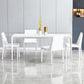 Modern Style Sintered Stone Dining Table 4 Legs Rectangular Table in White Clearhalo ' dining_table' 'Dining Tables & Seating' 'Dining Tables' 'Furniture' 'furniture_dining_table' 'Kitchen & Dining Furniture' 'kitchen&dining_furn' 'kitchen' 'kitchen_dining_table' 1200x1200_8cecd093-8a5b-46f7-9ae6-9dd814088fcd