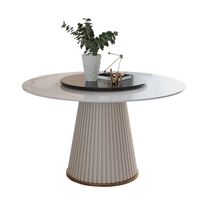 Contemporary Dining Round Table Sintered Stone Table with Metal Legs for Home Clearhalo 'Dining Tables & Seating' 'Dining Tables' 'dining_table' 'furn' 'furn_dining_table' 'Furniture' 'Kitchen & Dining Furniture' 1200x1200_8ced9060-49d8-4ddd-8aa5-760208e7a411