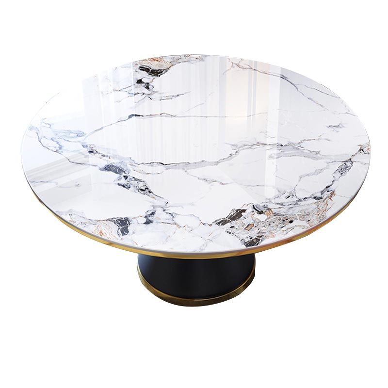 Round Sintered Stone Dining Table Modern Dining Turntable Furniture with Pedestal Base Clearhalo 'Dining Tables & Seating' 'Dining Tables' 'dining_table' 'furn' 'furn_dining_table' 'Furniture' 'Kitchen & Dining Furniture' 1200x1200_8cede37d-b34a-4100-89ba-52c1afad33e2