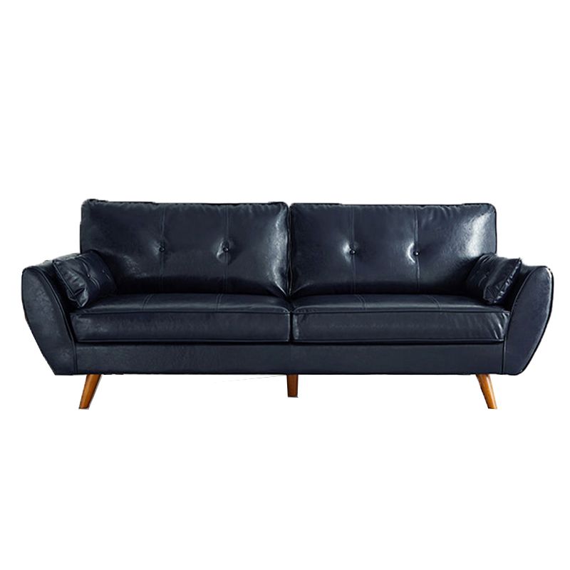 Faux lederen eigentijdse getufte standaard wijd uitlopende arm settee bank