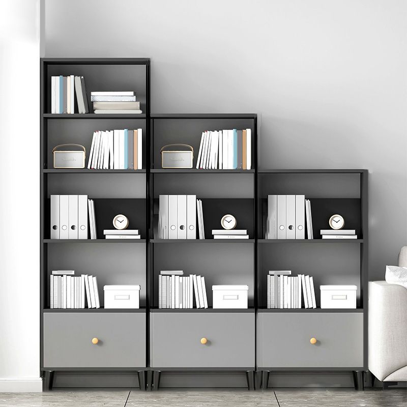 Gray Engineered Wood Bookcase Open Back with Shelves Bookshelf Vertical Clearhalo 'Bookcases' 'furn' 'furn_bookcases' 'Furniture' 'Office Furniture' 1200x1200_8cef57ad-b015-49bf-a396-db4d6c2bdbaf