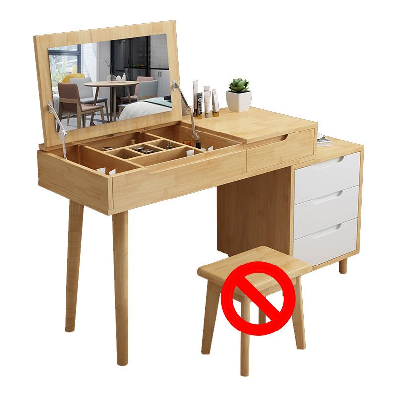 Coiffeur de chambre à coucher Vanité de maquillage à top en caoutchouc avec 4 tiroirs de rangement