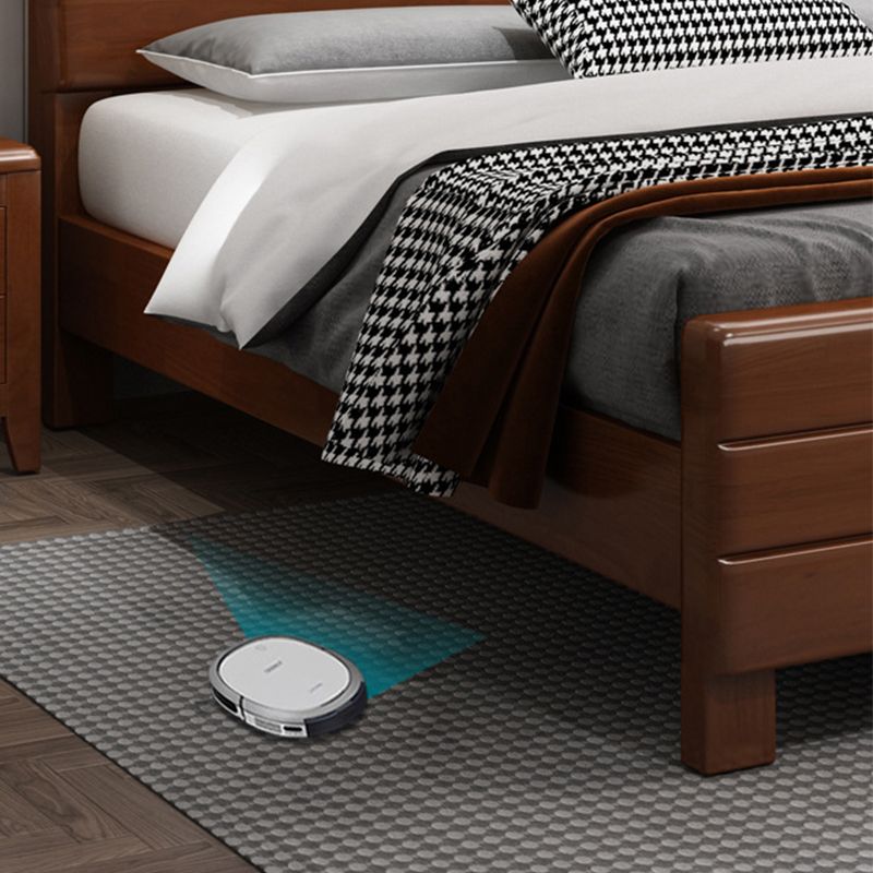 39.37 "Cama de panel marrón alto con cama de madera de goma de almacenamiento con cabecera