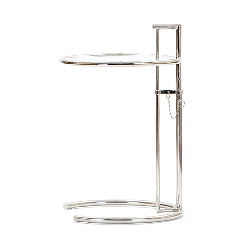 Contemporary Round End Table Glass Living Room Metal Abstract Side Table