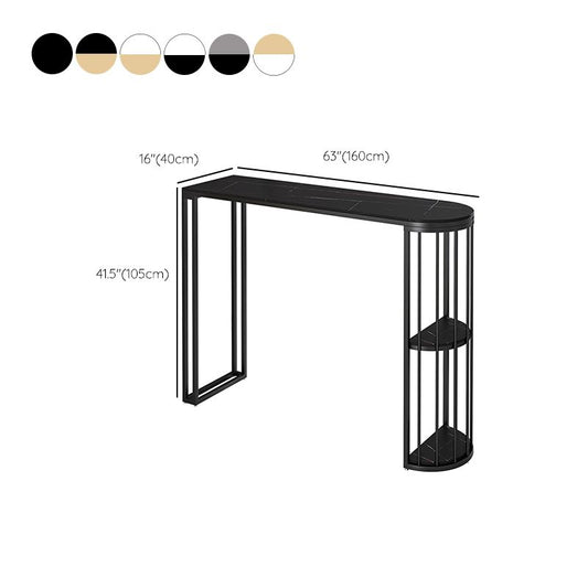 Modern Sintered Stone Bistro Bar Table Metal Base Bar Table with Storage for Home Clearhalo 'Bar Furniture' 'Bar Tables' 'bar_tables' 'furn' 'furn_bar_tables' 'Furniture' 'Kitchen & Dining Furniture' 1200x1200_8cf327b5-90d8-45d8-b9ab-62f44ad8b377