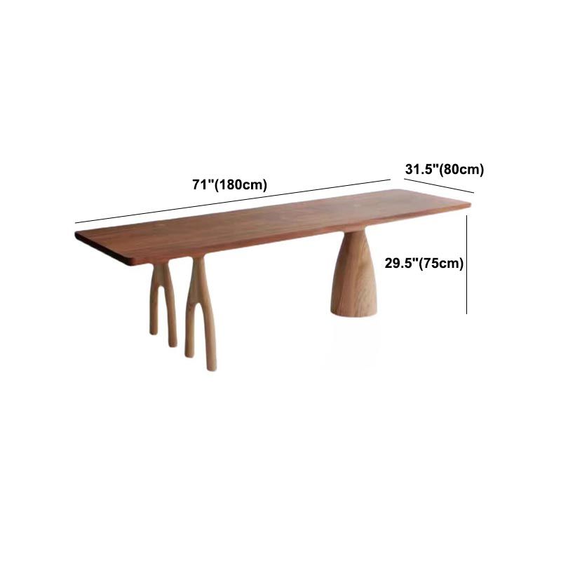 Brown Dining Table Rectangle Contemporary Style Solid Wood Dinner Table