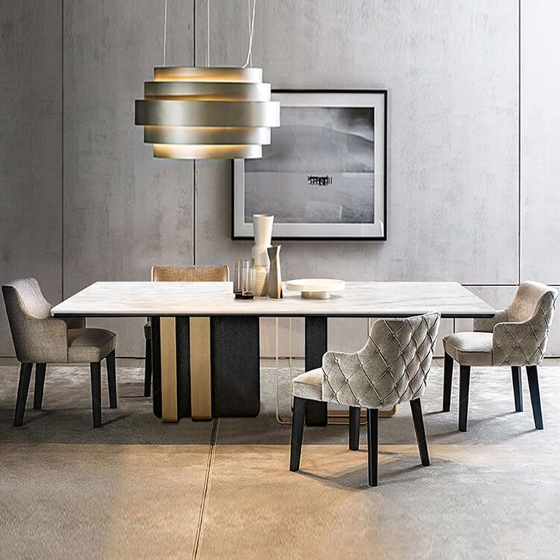 Mesa de comedor rectangular de piedra de lujo tradicional para el hogar