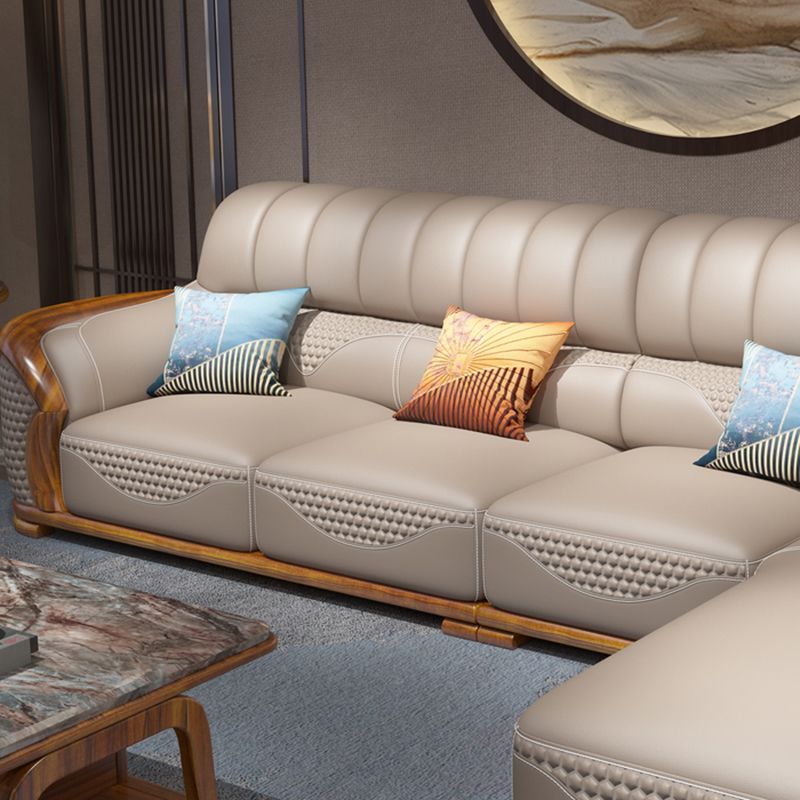 Solid Wood L-Shape Sectional Sofa Genuine Leather 3/4-Seat Sofa with Chaise Clearhalo 'furn' 'furn_sectionals' 'Furniture' 'Living Room Furniture' 'Sectionals' 1200x1200_8cf7ab83-2b7f-4bb5-be42-992044e4b47c