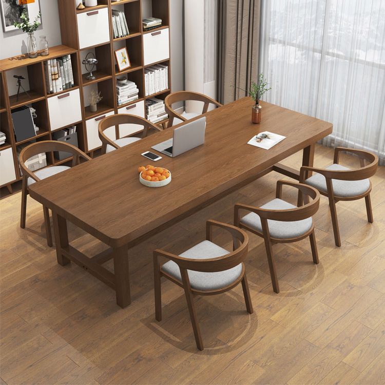 Contemporary Solid Wood Writing Desk 29.53" Tall Rectangle Office Desk with H-Shape Base Clearhalo 'furn' 'furn_office_desk' 'Furniture' 'Office Desks' 'Office Furniture' 'office_desk' 1200x1200_8cf9d53c-b1f6-4209-bff6-f656175fab71