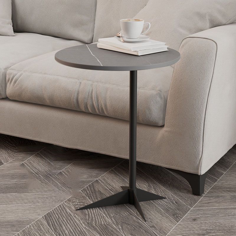 Modern Round Slate Side End Table Metal Pedestal Sofa Side Table Clearhalo 'Coffee & Accent Tables' 'End & Side Tables' 'end_side_tables' 'furn' 'furn_end_side_tables' 'Furniture' 'Living Room Furniture' 1200x1200_8cf9ef23-79ad-4ca7-a293-c142f57967a6