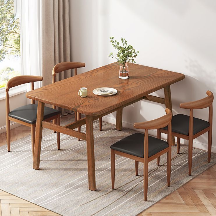 Modern MDF Top Rectangle Shape Dining Set Standard Brown Dining Set With 4 Legs Table Clearhalo 'Dining Room Sets' 'Dining Tables & Seating' 'dining_room_set' 'furn' 'furn_dining_room_set' 'Furniture' 'furniture_dining_room_set' 'Kitchen & Dining Furniture' 'kitchen&dining_furn' 'kitchen' 1200x1200_8cfa9953-0c40-4349-a33b-f72da428bdd8