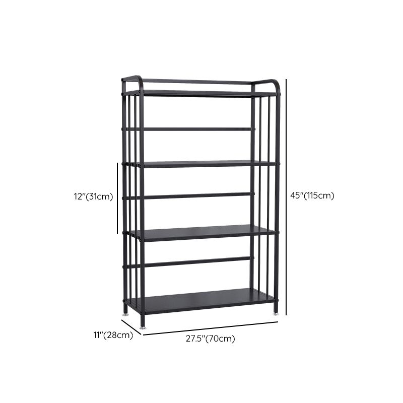 Contemporary Metal Bookshelf Black Etagere Shelf Bookcase for Study Room