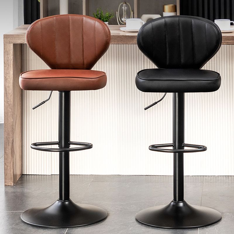 Modern Backrest Liftable Stool Steel Cashier Bar Stool with Leather Cushion Clearhalo 'Bar Furniture' 'Bar Stools' 'bar_stools' 'furn' 'furn_bar_stools' 'furniture_bar_stools' 'Kitchen & Dining Furniture' 'kitchen&dining_furn' 'kitchen' 'kitchen_furn' Furniture' 1200x1200_8cffeec5-50a2-4b14-bf6d-c330e824638b