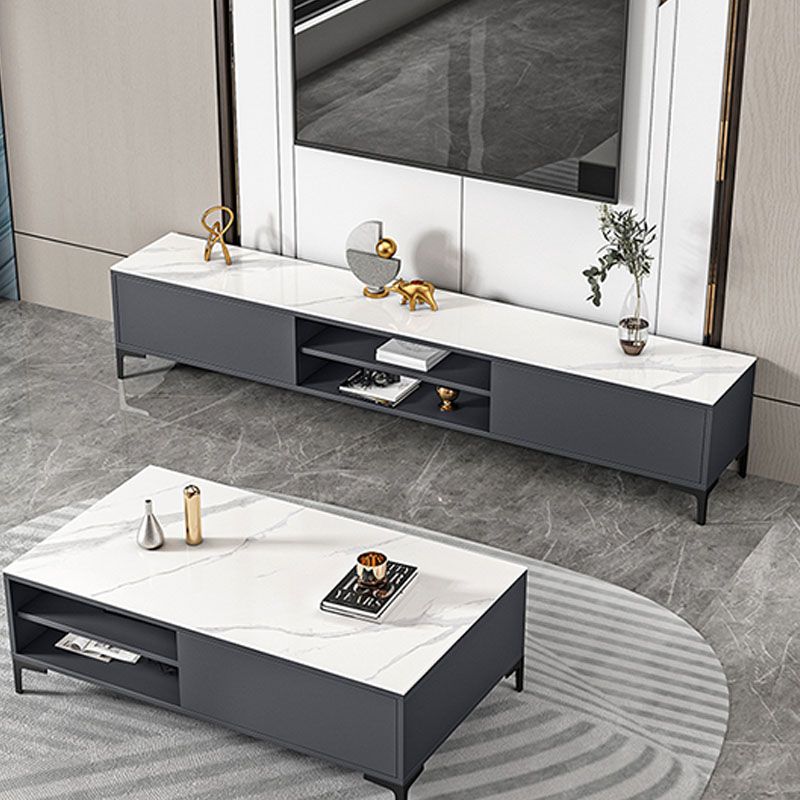 Glam TV Media Console a 2 porte Glass Top Media Console TV Stand