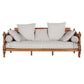 Farmhouse Seating Tuxedo Arm Sofa with Pillows Fabric and Wood in Brown