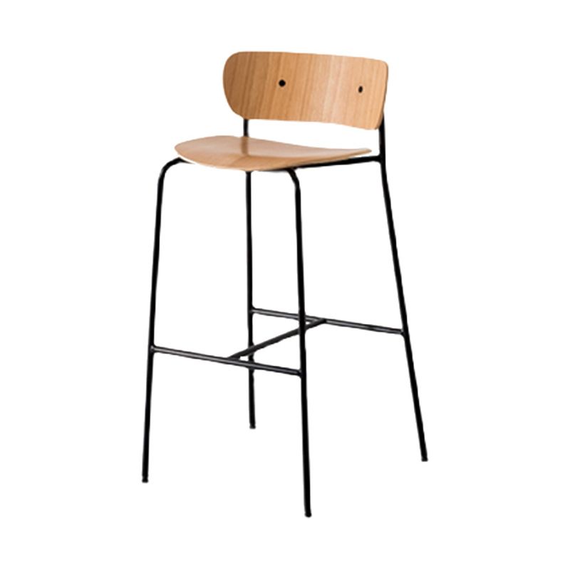 Low Back Metal Indoor Barstool Industrial Black Tall Stool with Wood Seat 1 Piece Clearhalo 'Bar Furniture' 'Bar Stools' 'bar_stools' 'furniture_bar_stools' 'Kitchen & Dining Furniture' 'kitchen&dining_furn' 'kitchen' 'kitchen_furn' Furniture' 1200x1200_8d0050a5-729b-4ed9-84ad-3a8ad1e37b30